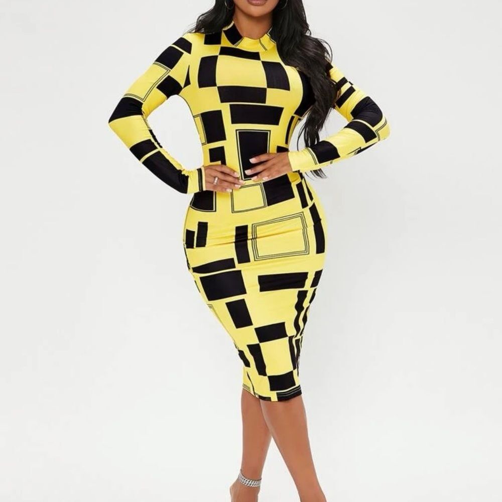 Yellow and black dress